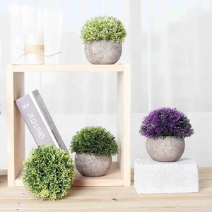 Image of 4 Pack Artificial Mini Plants Plastic Mini Plants Topiary Shrubs Fake Plants for Bathroom,House Decorations
