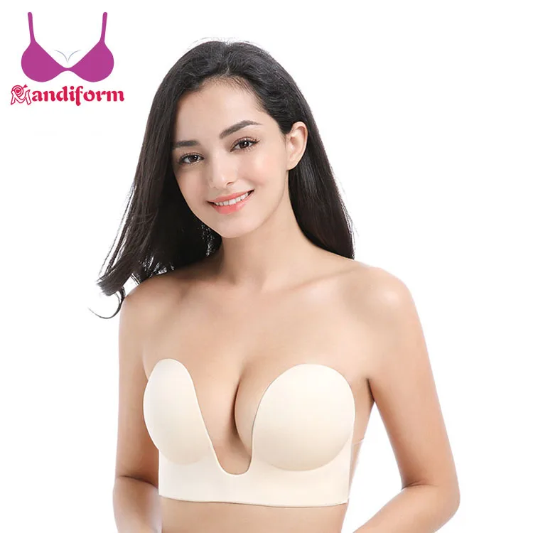 

Amazing Women Invisible Back Underwear And Bras Beige Backless And Strapless Plunge Bra Big, Customize