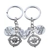 YWLL Mother Daughter Key Chain Set Keychain No Matter Where Compass Split Broken Heart Family Gift for Women Girl