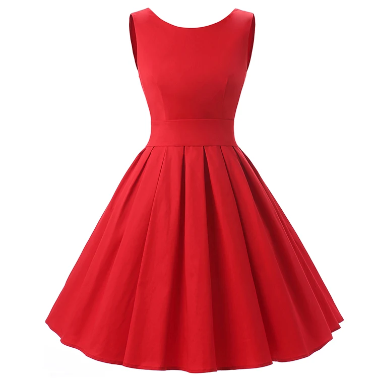 

Wholesale summer sleeveless casual club one piece dress simple dress, Red and customized colors