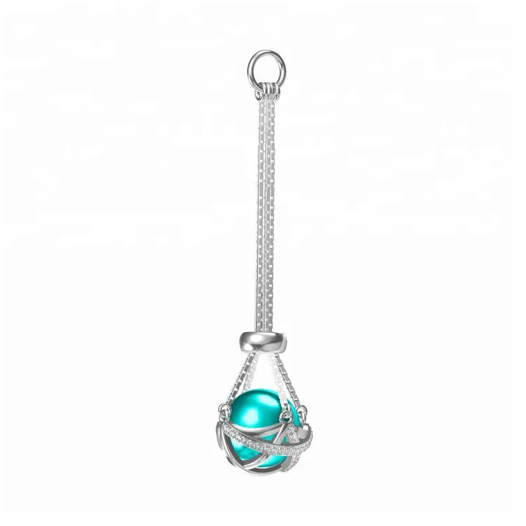 

Cultured Pearl floating Cages Drop Pendant Galaxy charm silver 925 Box chain necklace 12mm Edison pearls jewelry for DIY