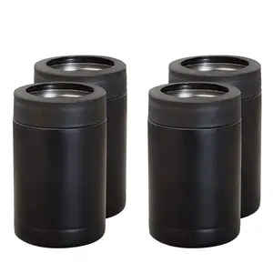 Image of black insulated Stainless Can Cooler Beer Holder 12OZ