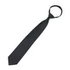 High Quality Security School Black Plain Tie Custom 100% Polyester Zipper Ties