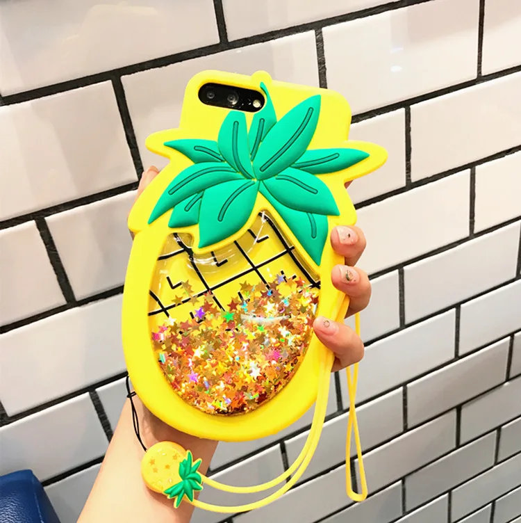 

Pineapple Design Liquid Quicksand Mobile Phone Case For iphone, Yellow