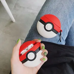 Pokemon Stereoscopic 3D Bluetooth Earphone Case for Airpods 2 1 Full Cover with Keychain Cute Elf Ball