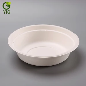 Image of Eco-friendly Disposable Sugarcane Dinnerware Set Bagasse Paper Pulp 32oz Bowl
