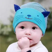 1PC 2016 Hot Soft Cotton Baby Hat Lovely Cat Stripe Beanie Winter Toddler Infant Newborn Kids Cap Boys Girls Hat Accessories QLM