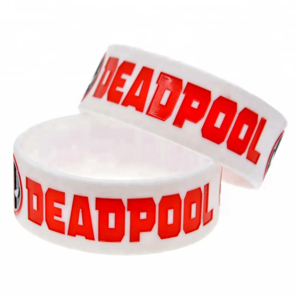 

25PCS White One Inch Wide Dead Pool Silicone Wristband for Promotional Gift