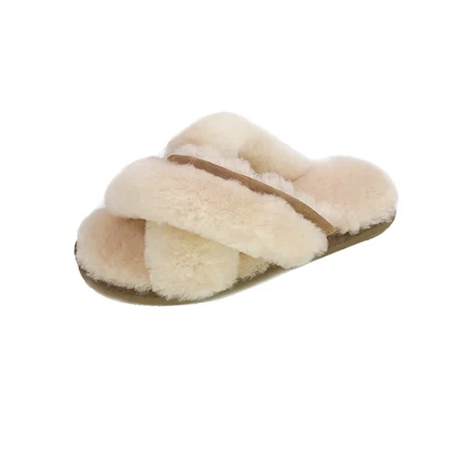 
Soft Sole Sheepskin Fur Warm Lining Flip Flop Slipper Women Winter 