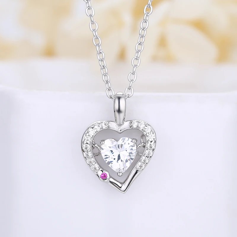 

Sevena Jewelry Brand SAP2208 925 Sterling Silver Pendant Double Heart Shaped Pendants CZ Pink Stone Fashion Designs