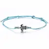New cheap wholesale antique silver color plated india style zinc alloy turtle charm anklet with waxed nylon cord