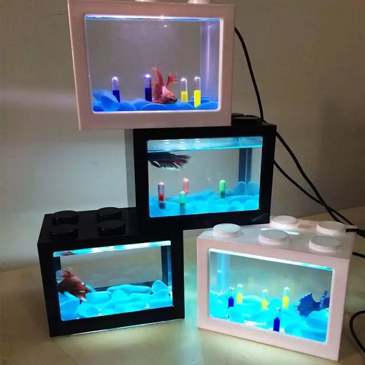 
2018 Hot sale aquarium fish tank with USB LED lighting for christmas gift 