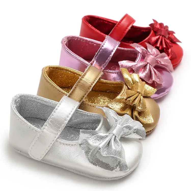 
China Factory PU Leather Bowknot 0 2 years Dress party baby crib shoes  (62212101822)
