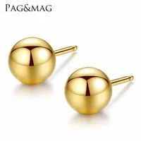 

PAG&MAG 18K Real Fine Gold Jewellery Bead Stud Earrings For EMiddle East Dubai Arabic Women Accessories Earring