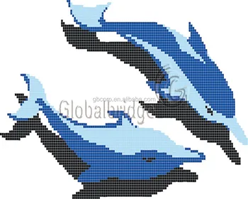Azulejo De Vidrio,Mosaico,Mural,Diseño De Delfín Para Piscina (mu-pd132