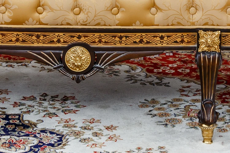 French Luxury home furniture Italian royal style wooden antique sofa set sectional sofa for hotel lobby villa  Living room