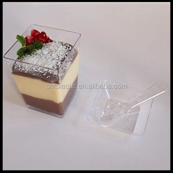 
Cute Clear Plastic Square Parfait Cups 3oz 4oz Dessert cup with lids,custom plastic dessert cup china suppliers manufacturer 