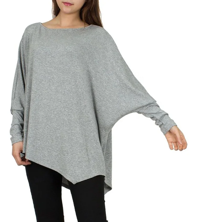 

2019 New Hot Boutique Women Clothing Long Sleeve Plus Size Round Neck Irregular Hem Top Women Shirts, Picture