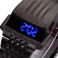 

Fashion Luxury Iron Man watches led Conception Blue Light Mens Stainless Steel Wrist Watch Relogio Masculino Black Silver