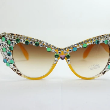 

New retro rhinestone cat eye sun glasses rose flower lovely UV 400 style sunglasses