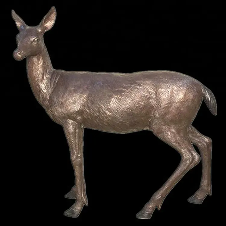 Outdoor Garden Life Size Brass Doe And Fawn Statues Bronze Deer