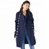 Navy Stripe Cap Sleeve Double Breasted Autumn Spring Women Long Trench Coat for Ladies