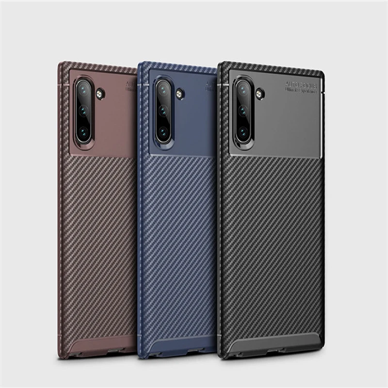 

Soft Silicon Brushed with Texture Carbon Fiber Design Protection Cover For Samsung Note 10 Note 10 pro shockproof phone case, Just as following photos