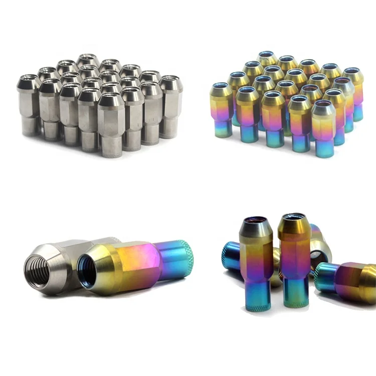 RISON Titanium Open-End Lug Nuts – M12/M14 – 12-Point Burnt Blue PVD – 1-20 PCS