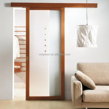 Exciting Design Single Sliding Barn Door Featuring Frosted Glass Barn Door With Wooden Frames And Door Rail With Wooden Cover Buy Sliding Glass