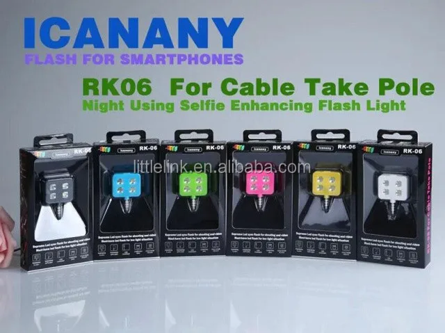 Sync 4 led flash RK06 RK-06 IBLAZR Cable take Pole for the wire monopod Selfie Stick Selfie Enhancing Flash Light for iphone And