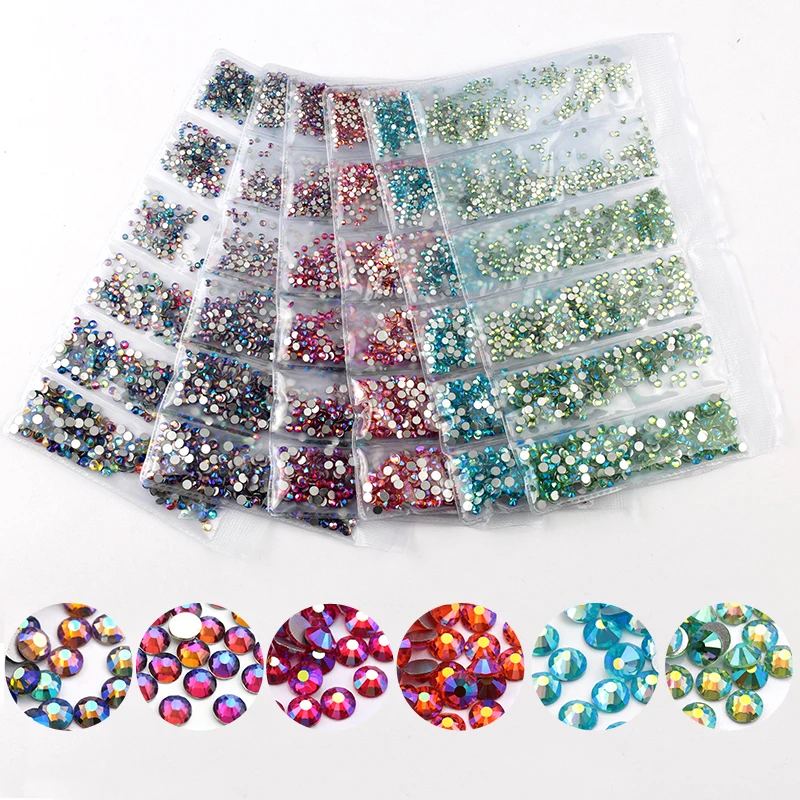 

Cheap Supplier Nails Decorations Ornaments 6 Stone Much Size Silver Base Nail Crystal Glass Rhinestone