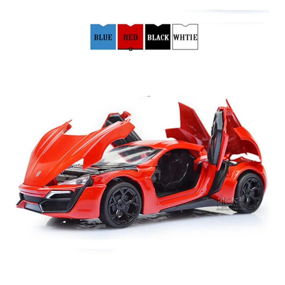 Newest Fast Furious 1 32 Lykan Dubai Car model Kids Toy Diecast pull back light sound
