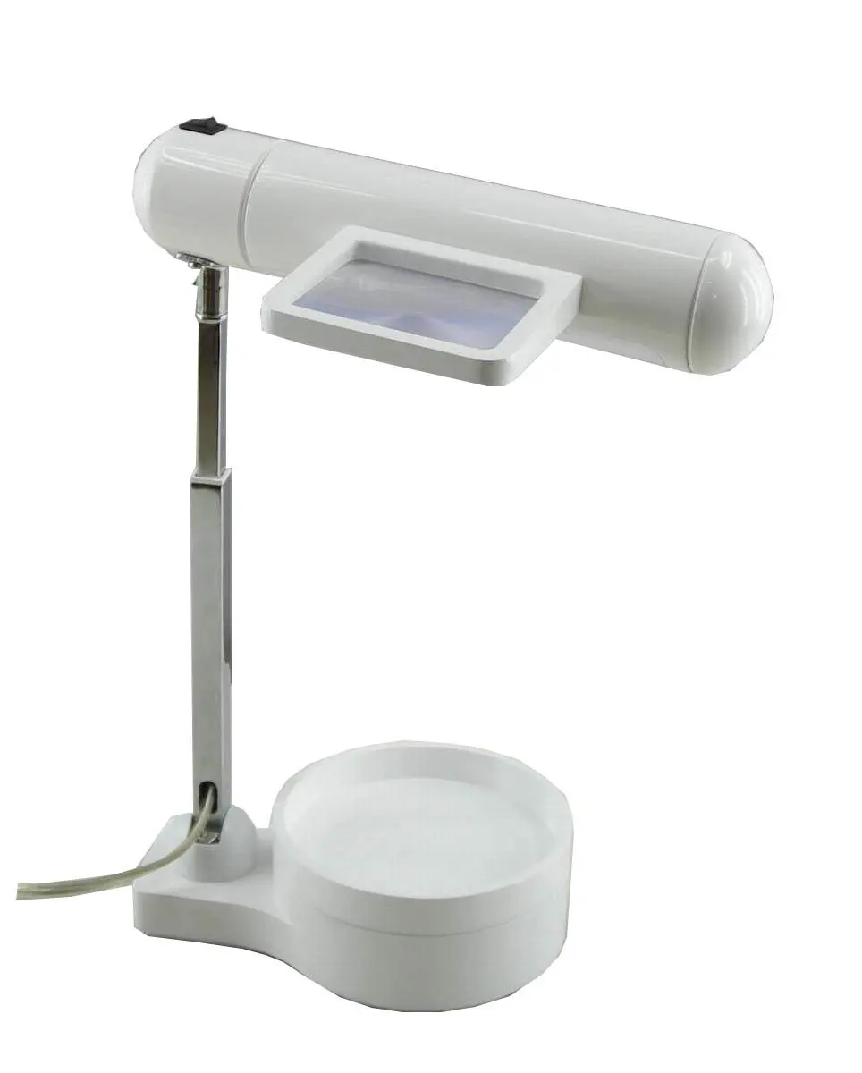 Normande Lighting GP3-769A-WH 13W Daylight Spectrum Desk Lamp with Magnifier and Organizer Base, White