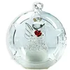 LED Glass Ball Christmas Tree Ornament with Angel Inside,Clear Glass with Hand Painted Glitter Snowflakes