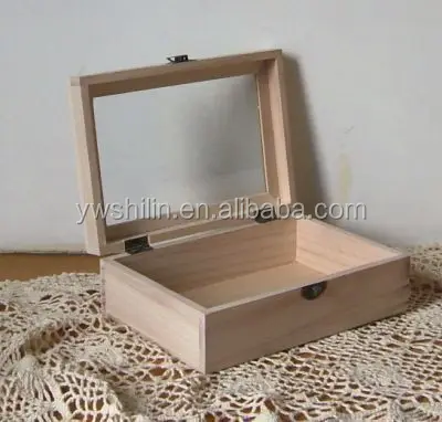 wooden box with glass lid