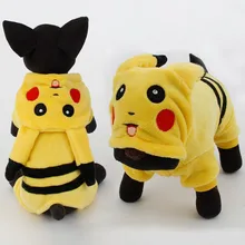 New Arrival Dogs Clothes Cute Cartoon Pikachu Design Cosplay Pets Costume Dog Clothing For Cats Puppy Hoodie Winter Warm Coat