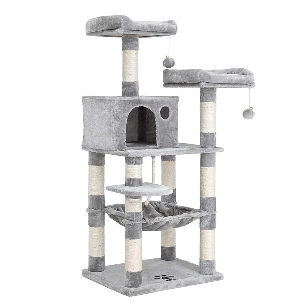 

Pet Furniture Tower Climbing Modern Cat Scratcher Tree Condo, Burgundy, dark grey,beige or customized