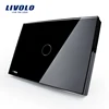 2016 Hot Livolo fashion Crystal Glass Panel one gang decorative switch US/AU standard Touch control Light Switch VL-C301-82