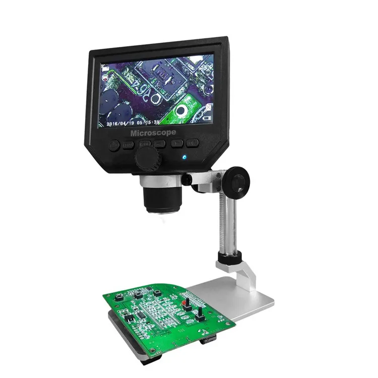G600 600X 4.3" 3.6MP LCD Display Electronic Digital Microscope with Adjustable Metal Stand Continuous Magnification