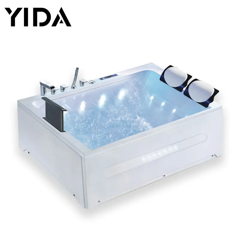 two person colorful light water jets massage acrylic bathtub, fancy whirlpool luxury  waterfall bathtub for africa market