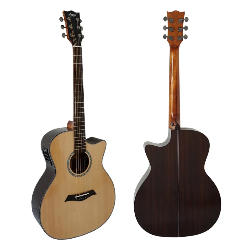 

Aiersi Solid Top OOO/OM electric Acoustic Guitar, Natural