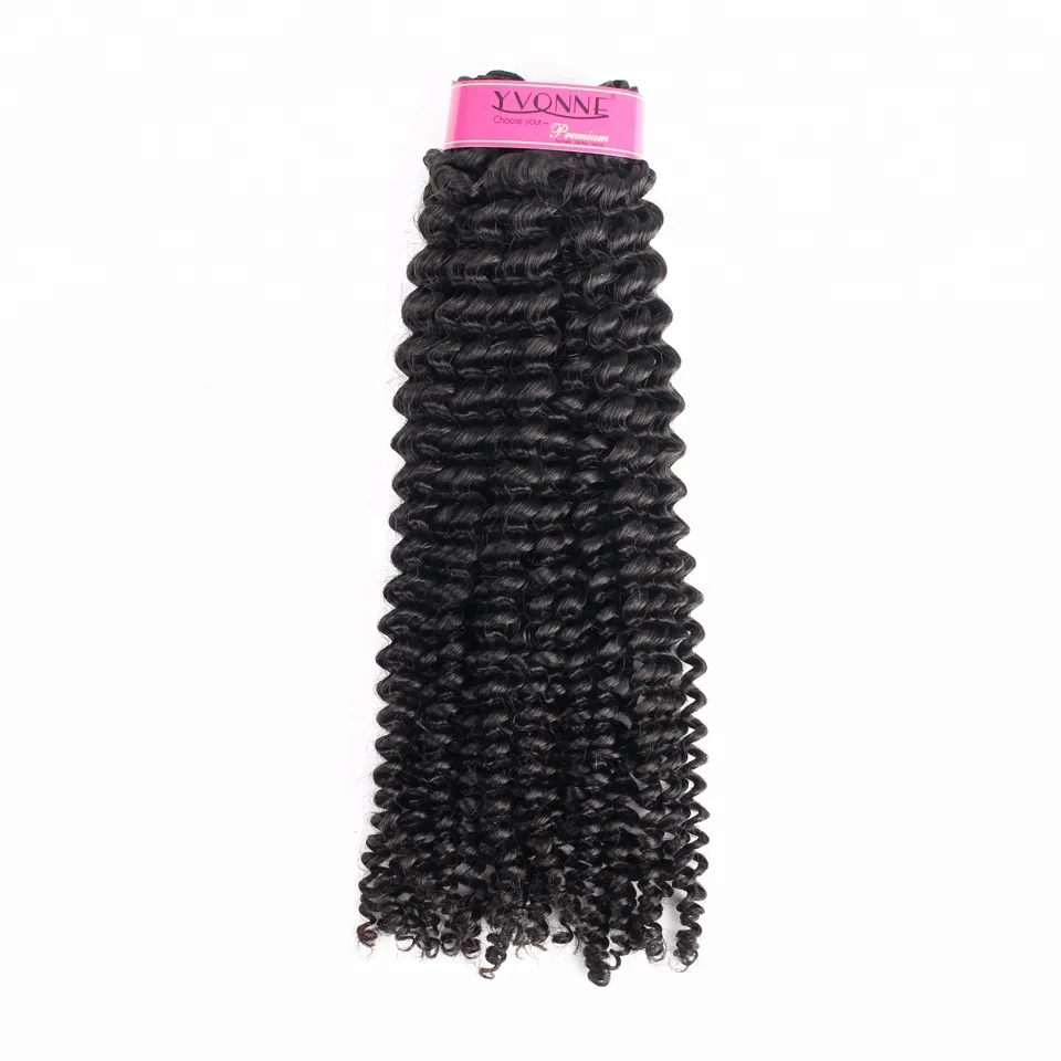 

Yvonne virgin hair unprocessed kinky curly brazilian human hair, Natural color #1b