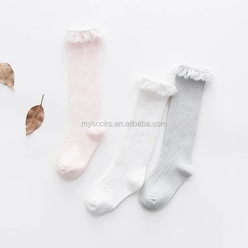

Baby girl tube baby socks knee high with lace, Pantone color