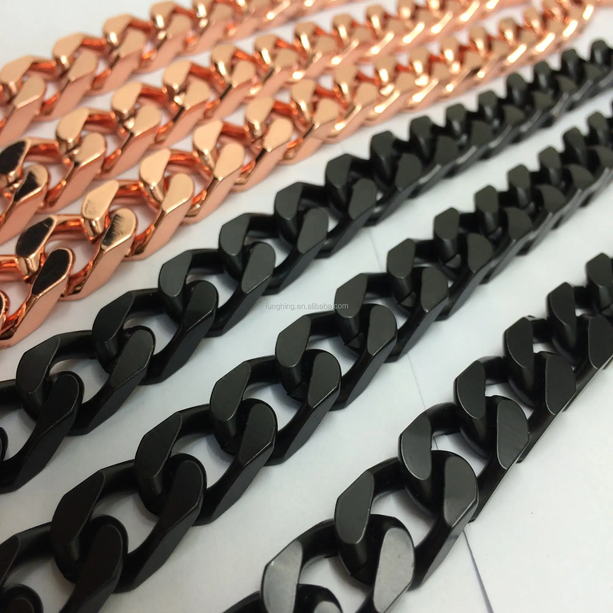 Matte Black Curb Chain,Metal Twisted Curb Chain,Open Link Chain In 23