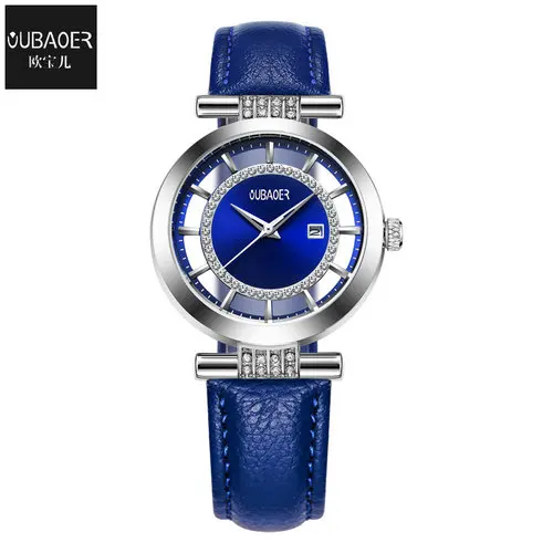 

OUBAOER OB2007 Women Quartz Wrist Watch Leather Wtih Rhinestone Bracelet
