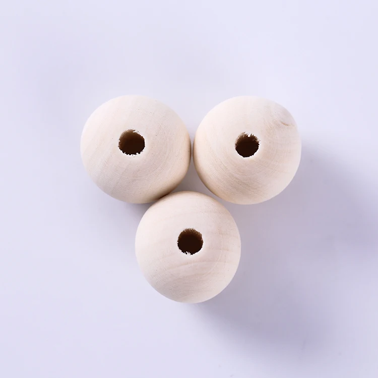 Manufacturers Custom 20mm 25mm large Round Natural Necklace Wooden Beads