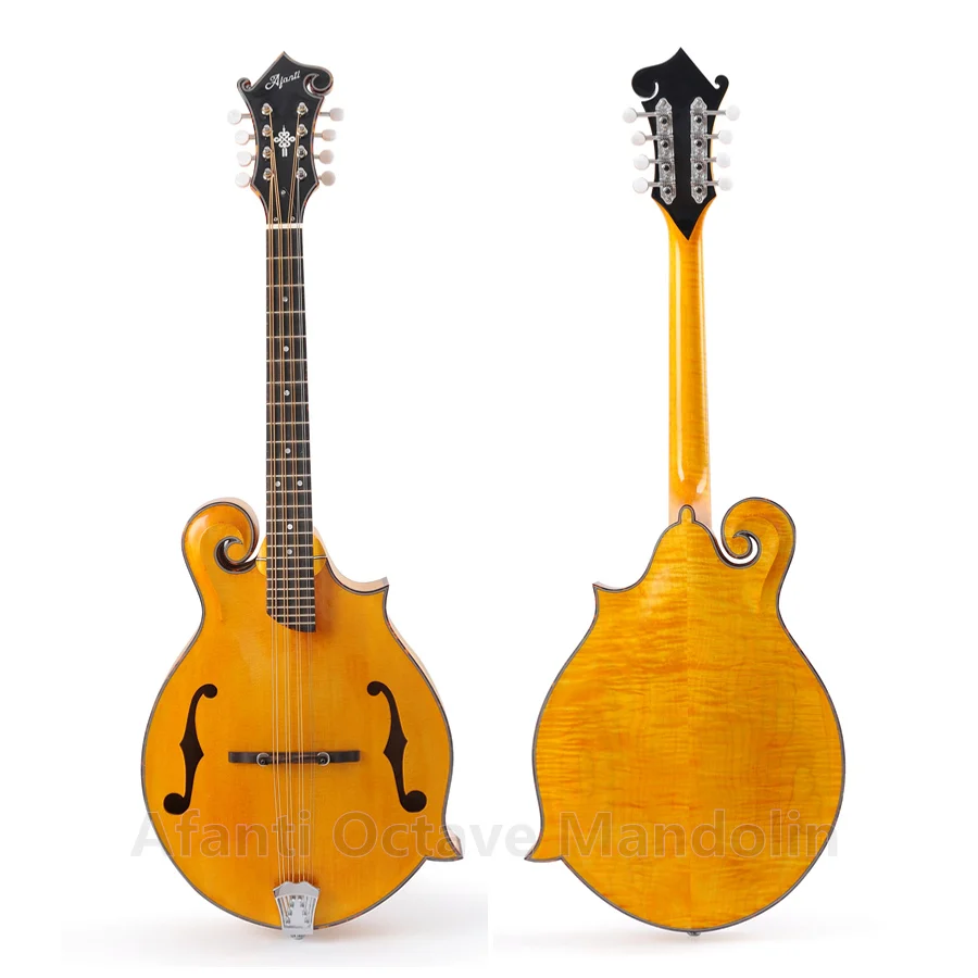 

Afanti F Style AA Solid Flamed Maple back Side F Holes Octave Mandolin