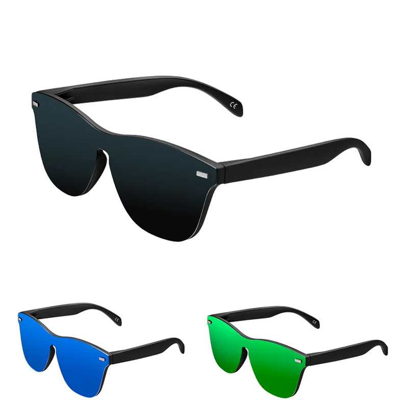 

Popular China Custom Mix 16 Colors One Piece Mirror Coating Rimless Polarized Sun glasses with PC sunglasses, Custom colors