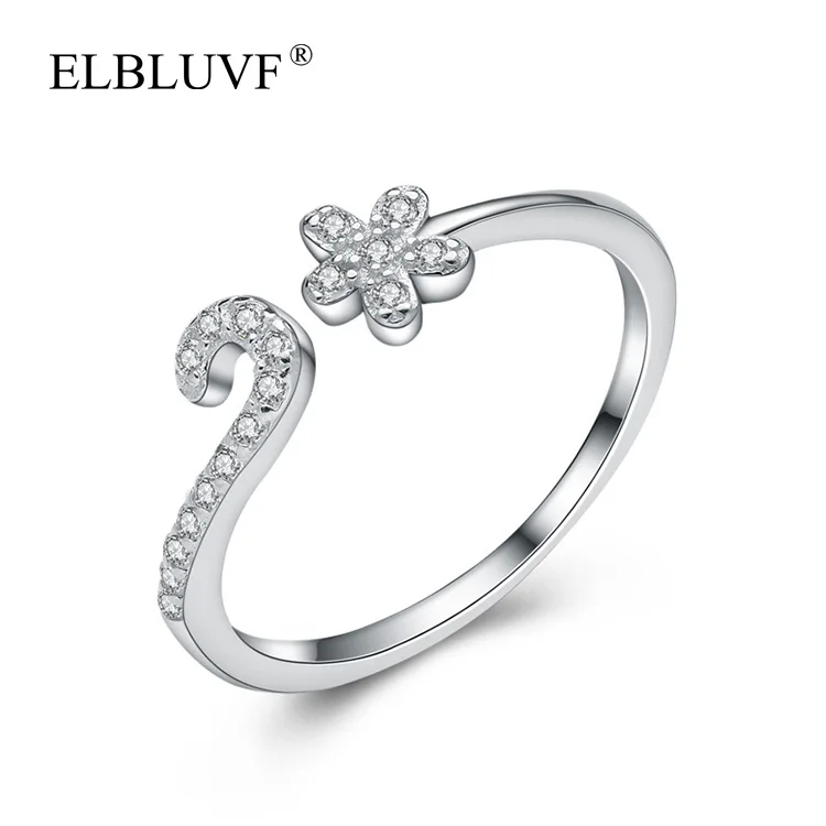 

ELBLUVF 925 Sterling Silver Womens Fancy Zircon Flower Sharp Knuckle Toe Finger Ring  Size Jewelry