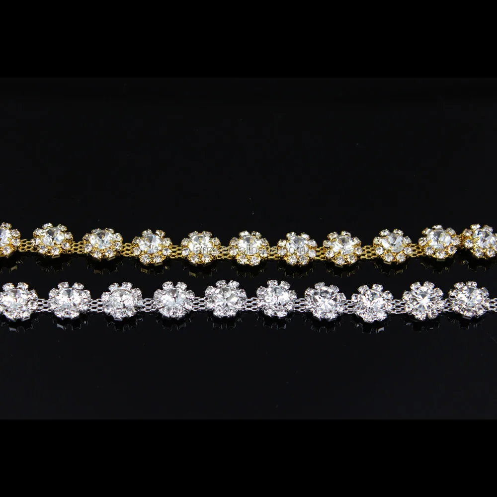 

Bling Bling Flower Shaped Decorative Rhinestone chain Trim RT-0003